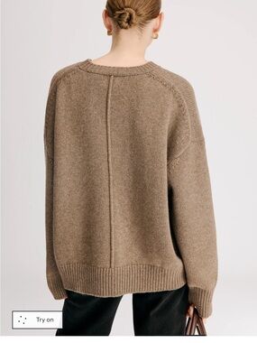 LouLou De Saison Women's PIA Cashmere Crewneck Sweater in Taupe Large NWT